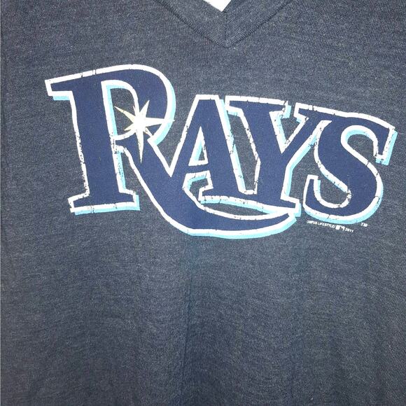 MLB Rays Womens T SHIRT Large Tampa Baseball Navy Short Sleeve New Last One!!! - Picture 2 of 4